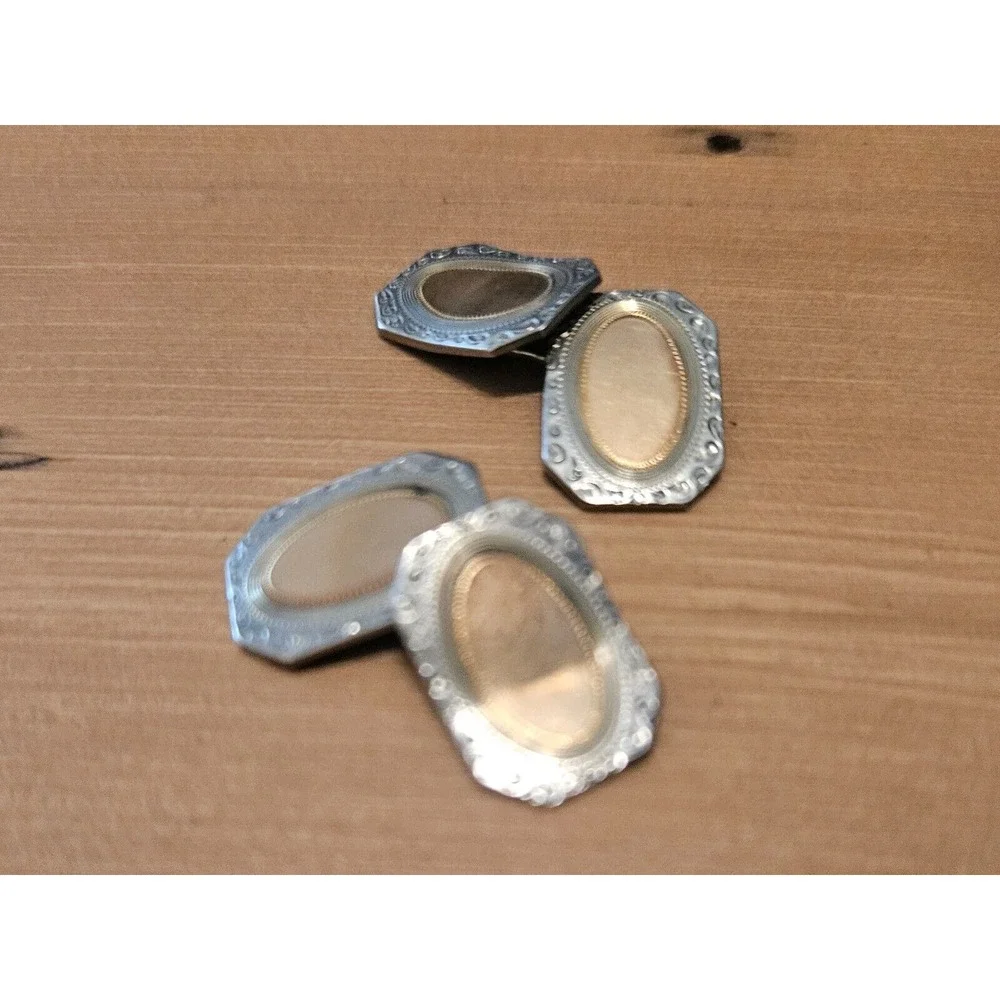 Vintage Cufflinks Gold Tone Oval Ornate Edge Wedding Formal‎ Occasion